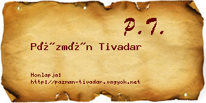 Pázmán Tivadar névjegykártya